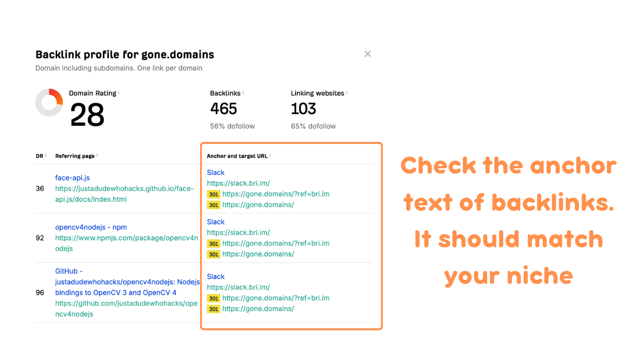 ow to check the anchor text of backlinks and expired domains