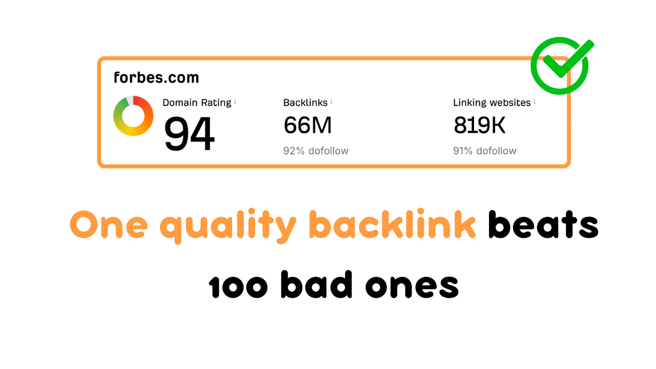 One good backlink can be stronger than 100 bad ones for example backlink from Forbes