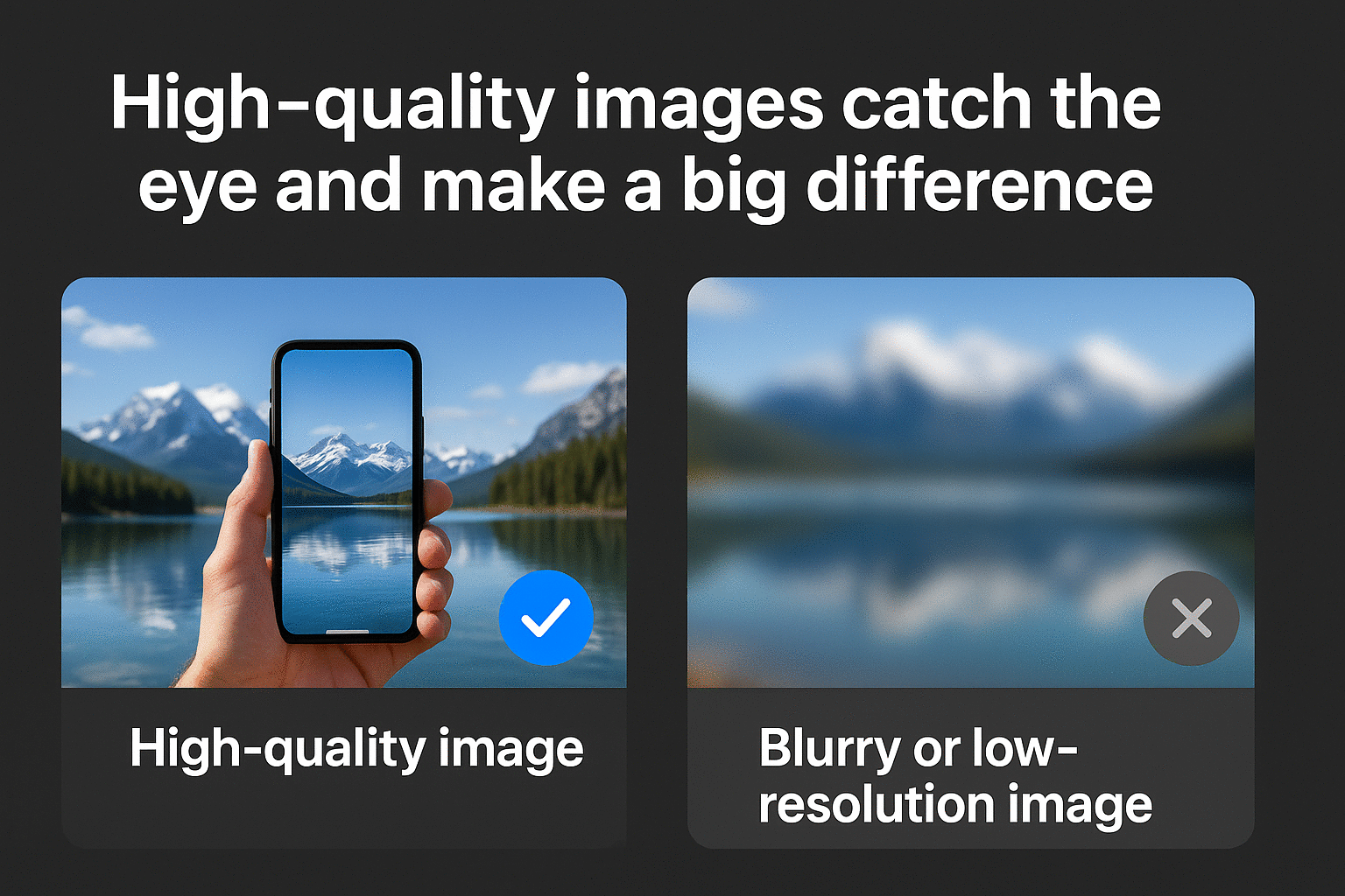 Showing the difference between clear and low-quality images. One ProductHunt logo is clear and sharp, while the other is blurry.