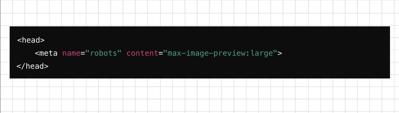 Using meta tag to tells search engines that they are allowed to display larger images as a preview when the page is shared or indexed