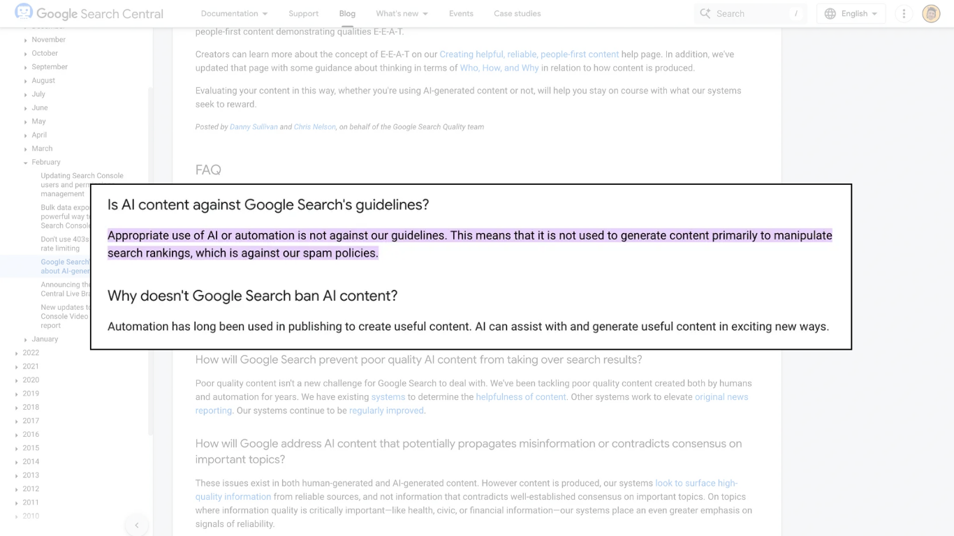 Guidelines on how Google handles AI-generated content